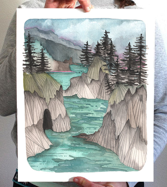 Illustrated Oregon Coast Print of Boardman State Park 11x14"