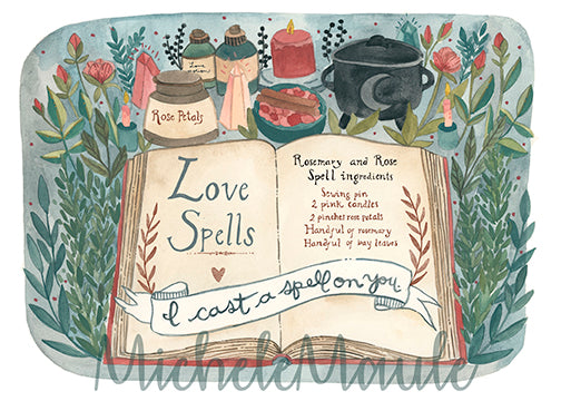Hand Drawn Illustrated Blank Valentine's Day Card - Put a Spell on You