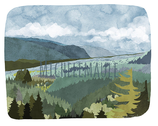 Columbia River Gorge 8x10 Illustration Art Print