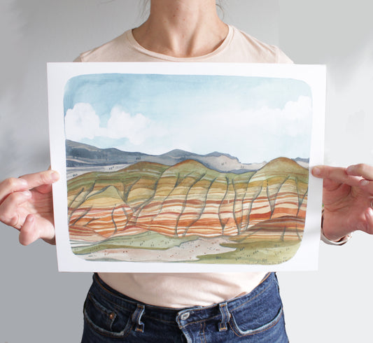 Painted Hills Oregon Hand Drawn Art Print