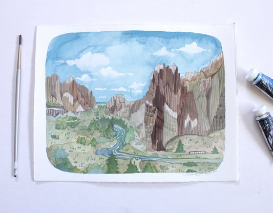 Original Hand Painted Painting of Smith Rock in Central Oregon