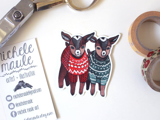 Baby Goats in Sweaters Vinyl Sticker Decal