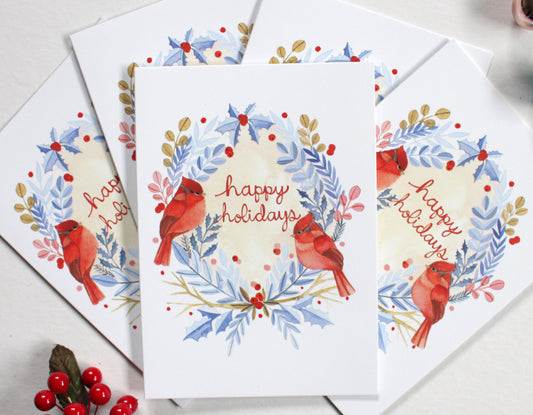 Set of Five Cardinal Holiday Cards