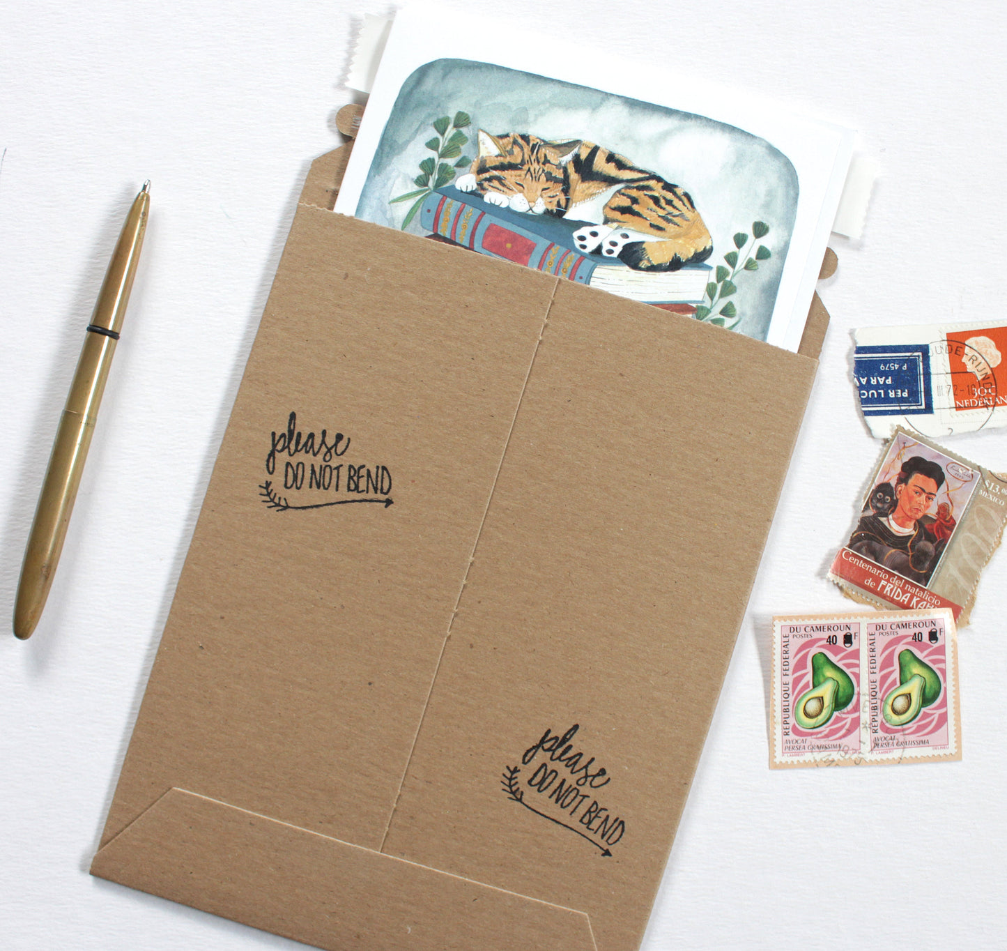 Hand Illustrated Cat Art Greeting Card - Sweet Design for a Cat Lover