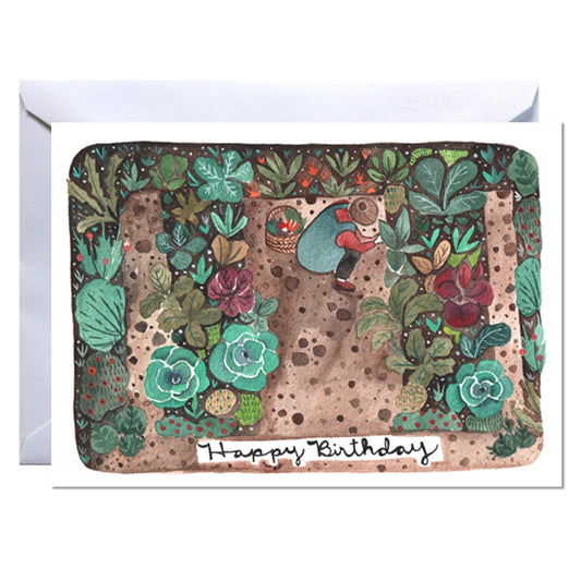 Hand-Drawn Birthday Greetings - Blank Card for Gardener