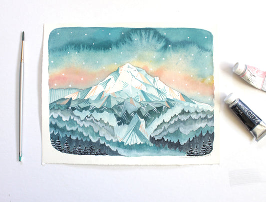 Original Watercolor Painting - Mt Hood