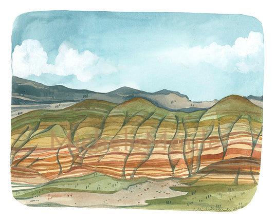 Painted Hills Reproduction Art Print of Original Gouache Painting