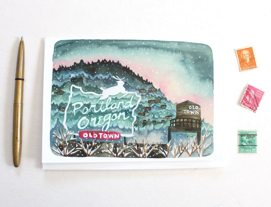 Portland Oregon Blank Holiday Greeting Card