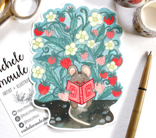 Large Vinyl Sticker - Little Mouse Reading