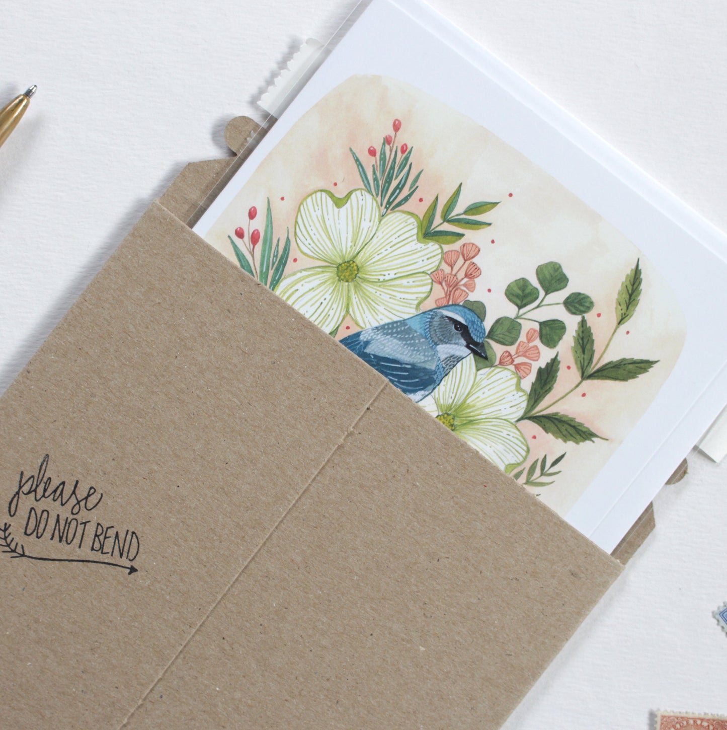 Hand Illustrated Scrub Jay Card - Perfect for Bird Watchers