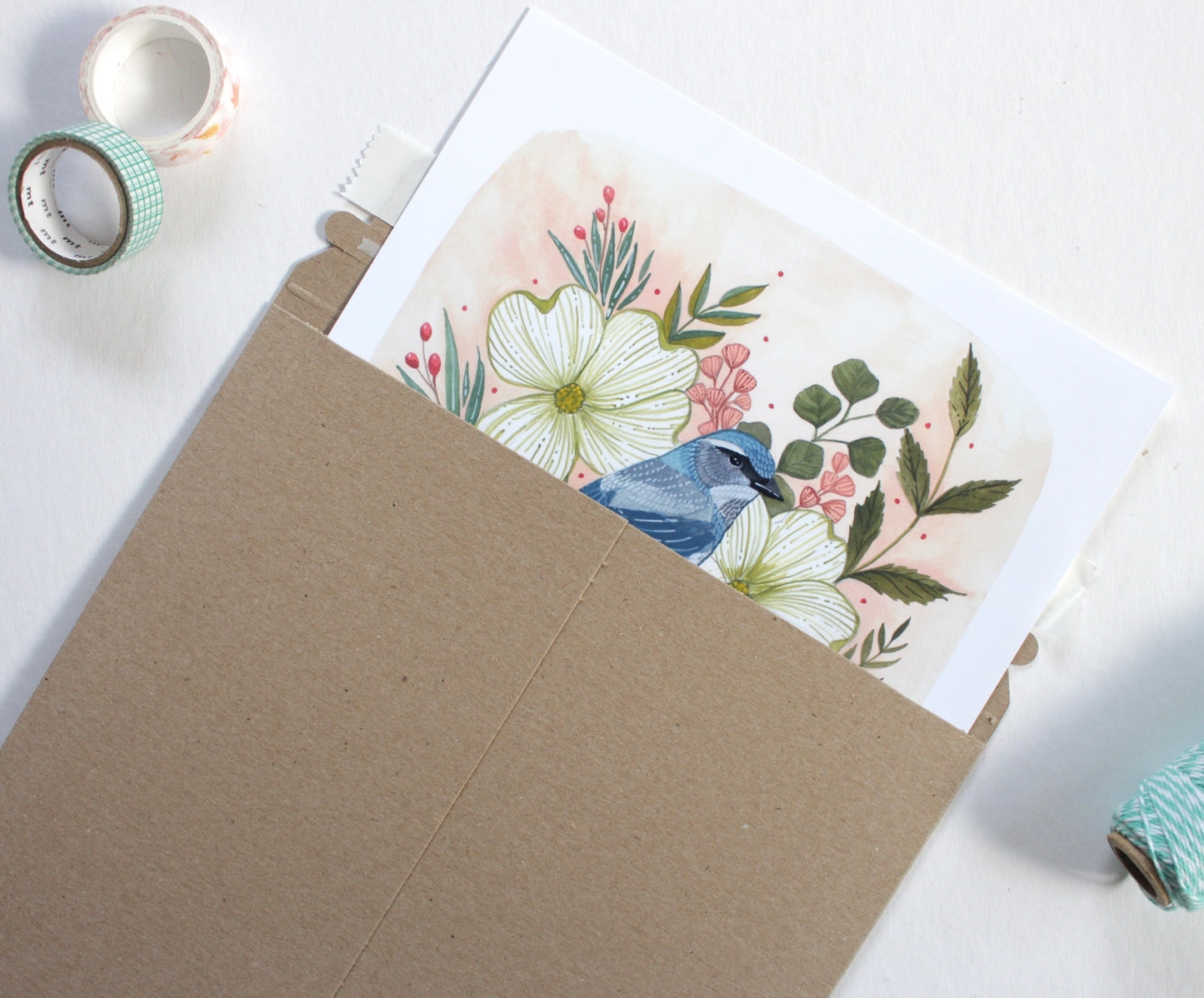 Springtime Blooms - Scrub Jay with Dogwood Blossoms Drawing - 8x10 Wall Decor Print