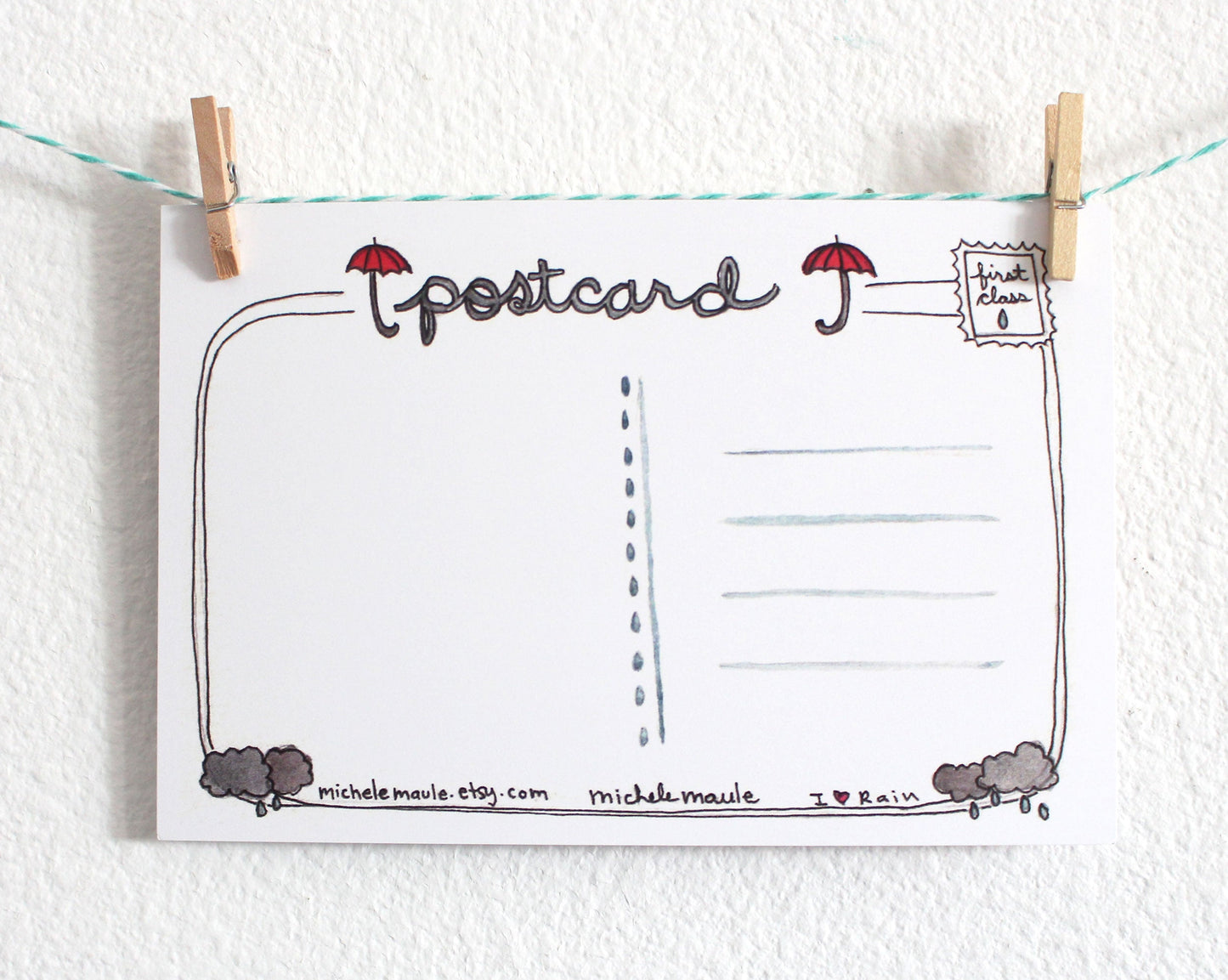 Sending Love from Portland Oregon Illustrated Postcard