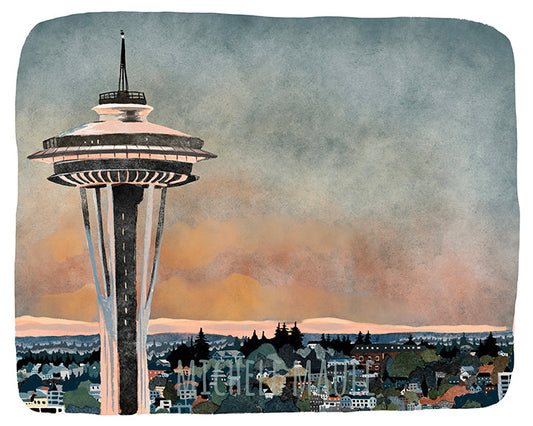 8x10 Print - Seattle Space Needle Sunset