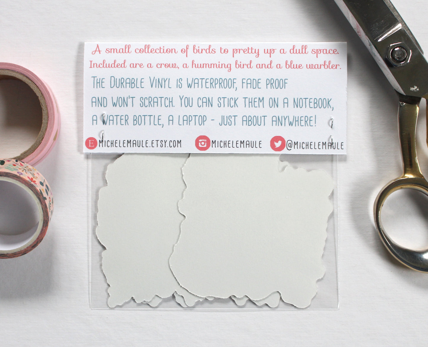 Set of Three Illustrated Vinyl Bird Stickers