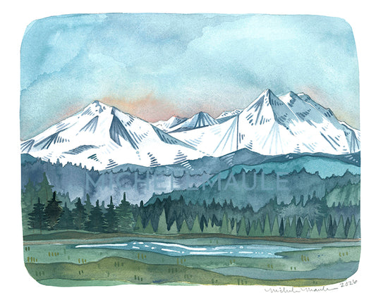 Three Sisters Mountain Range Reproduction 8x10 Print