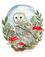 Illustrated Woodland Barn Owl Art Print - 8x10"