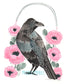 Crow with Poppies Illustrated 8x10 Art Print