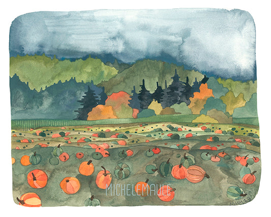 Autumn in Oregon Sauvies Island Pumpkin Patch 8x10 Art Print