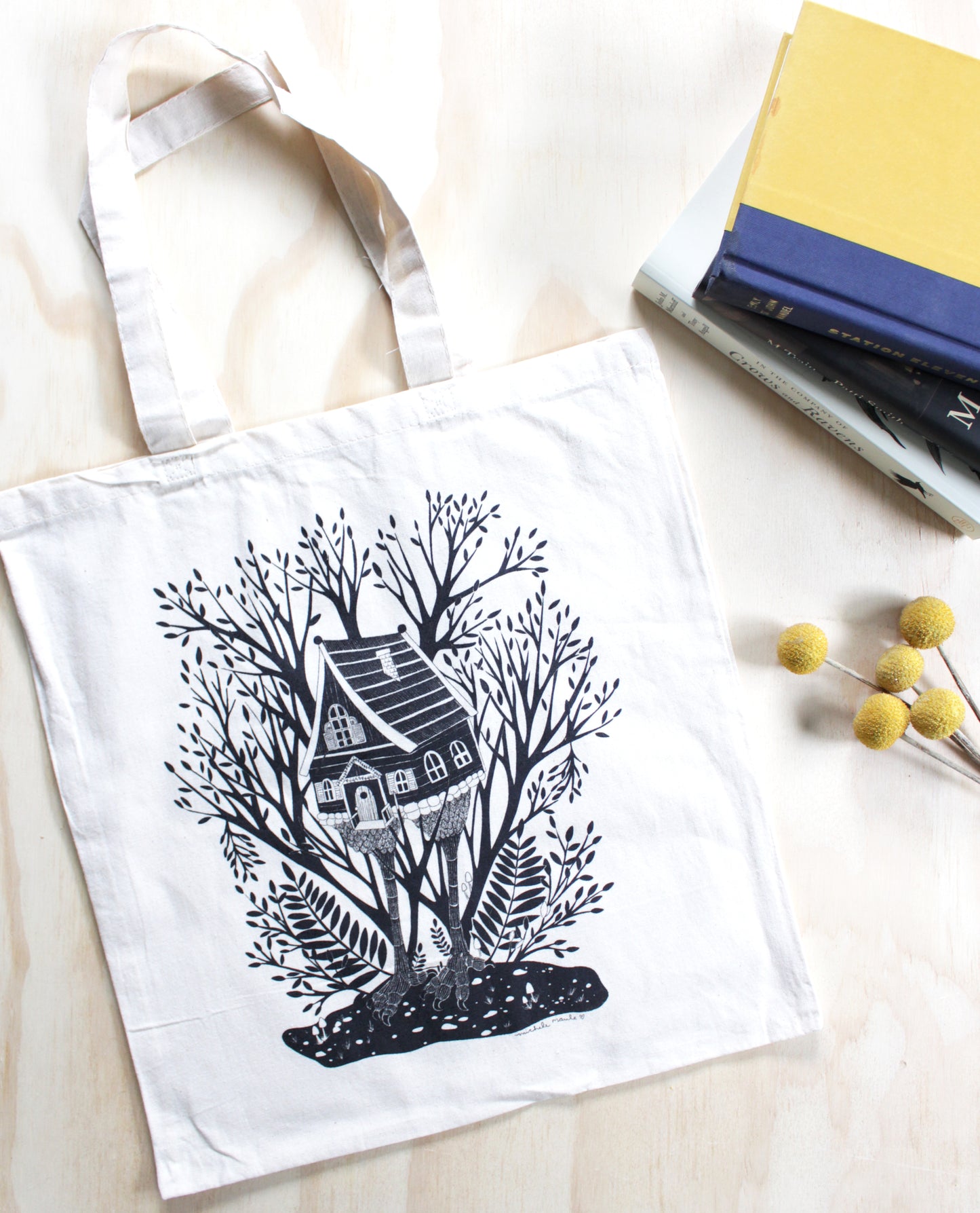Baba Yaga House Cotton Canvas Tote Bag