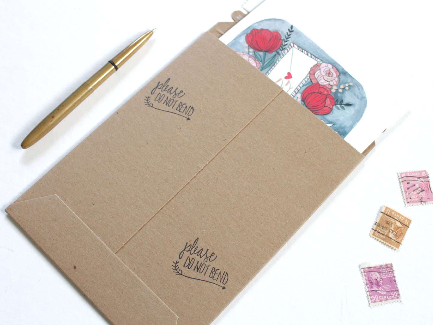 Hand Painted Blank Victorian Inspired Valentine's Day Card - Be Mine