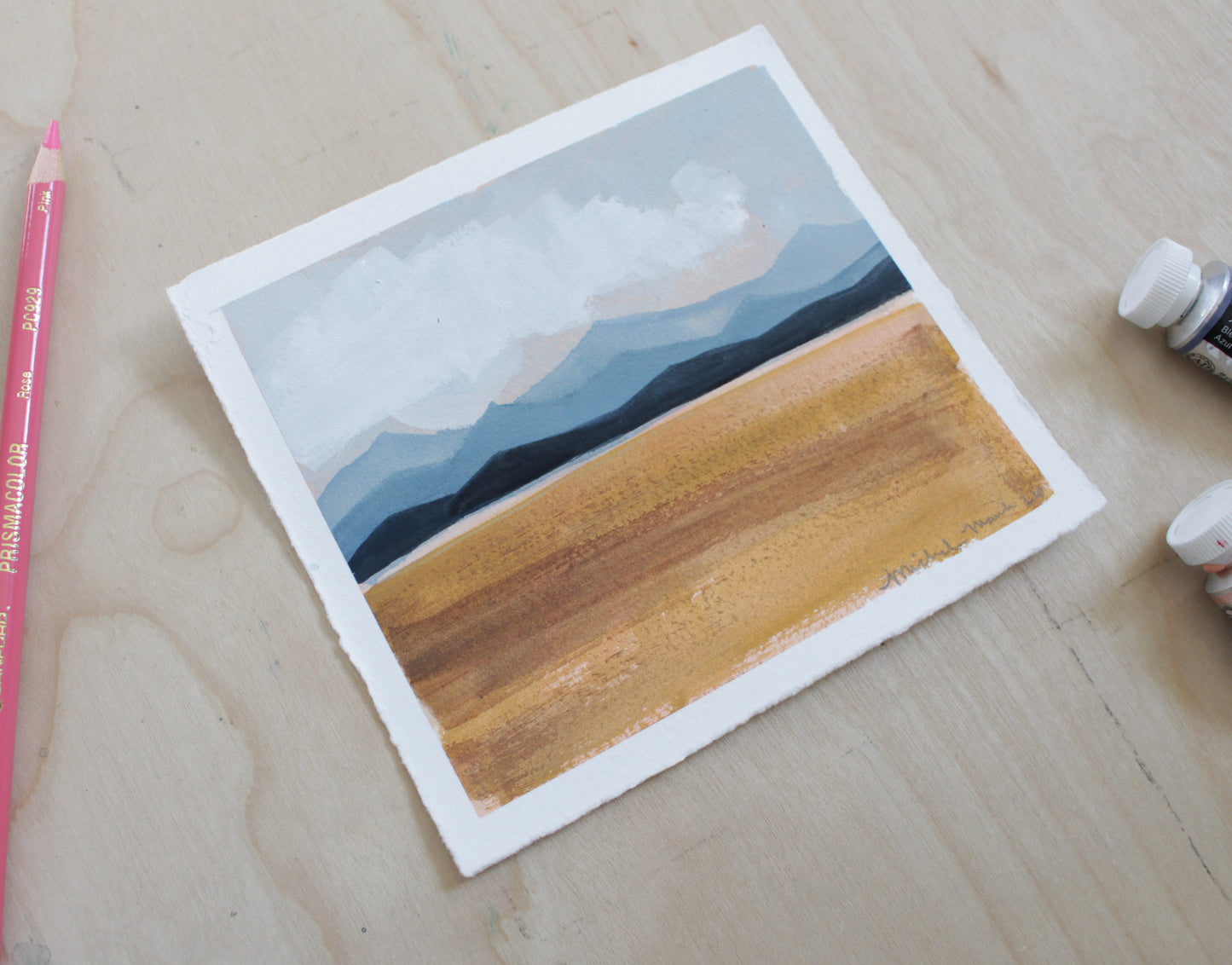 Blue Mountains Original Gouache Painting
