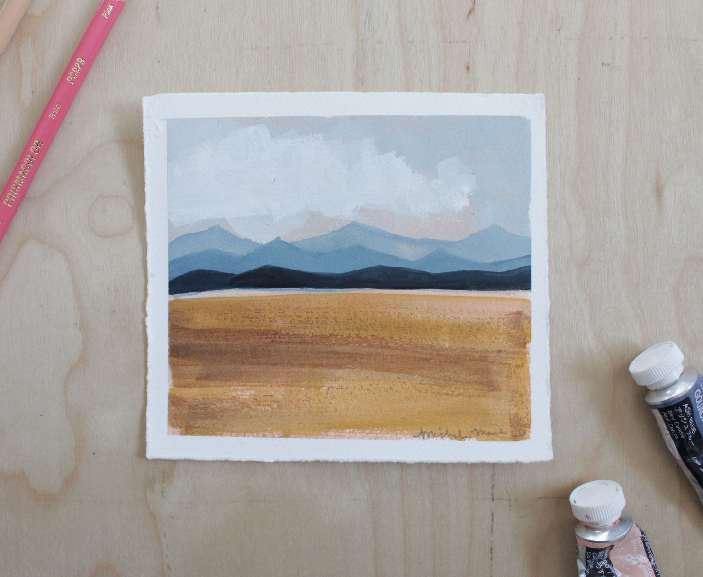 Blue Mountains Original Gouache Painting