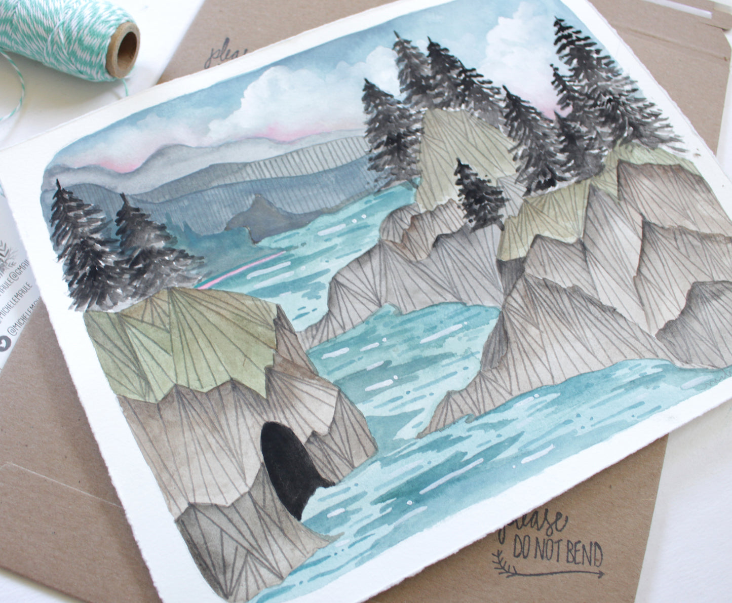 Original Gouache Painting Boardman State Park Oregon Coast