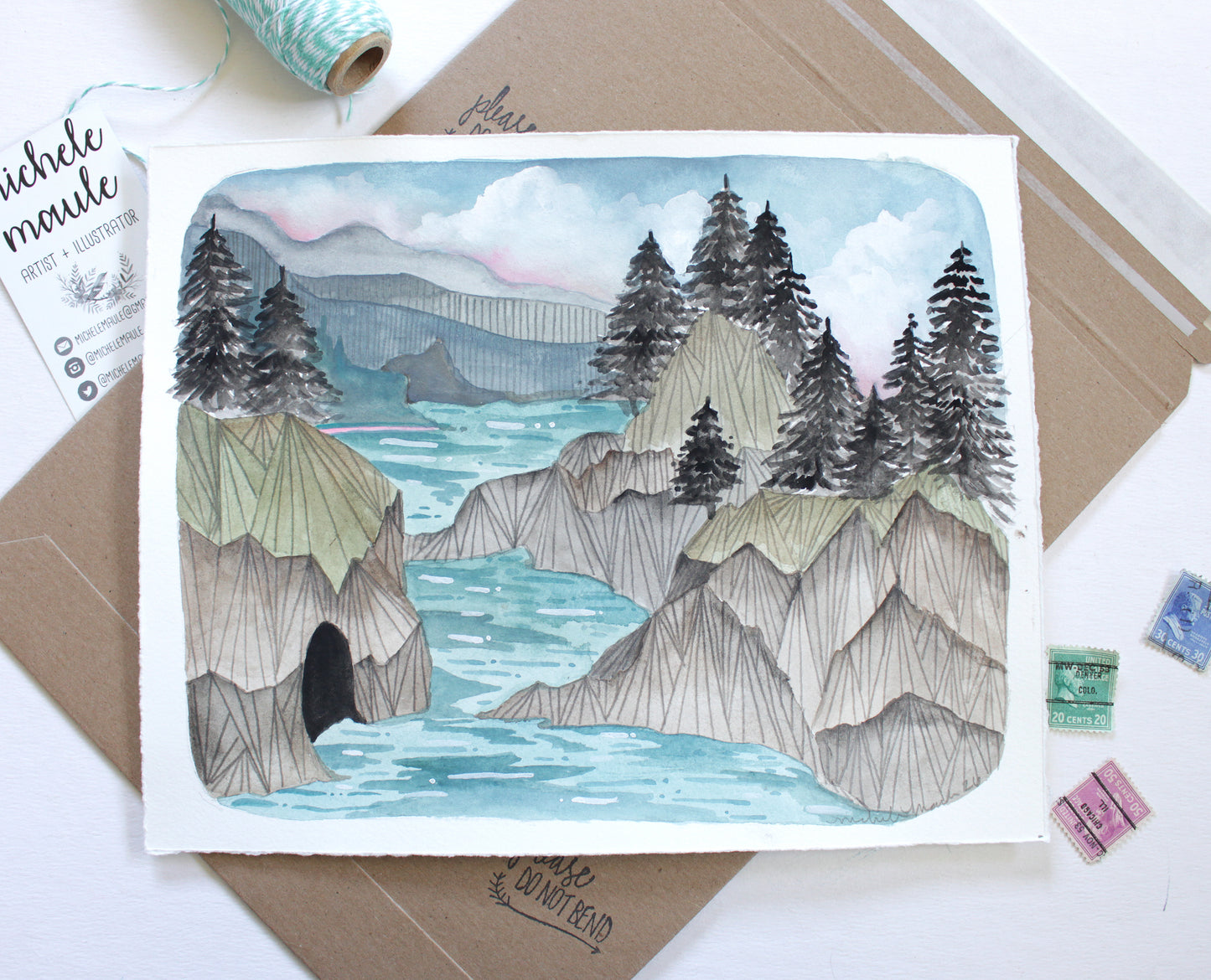 Original Gouache Painting Boardman State Park Oregon Coast