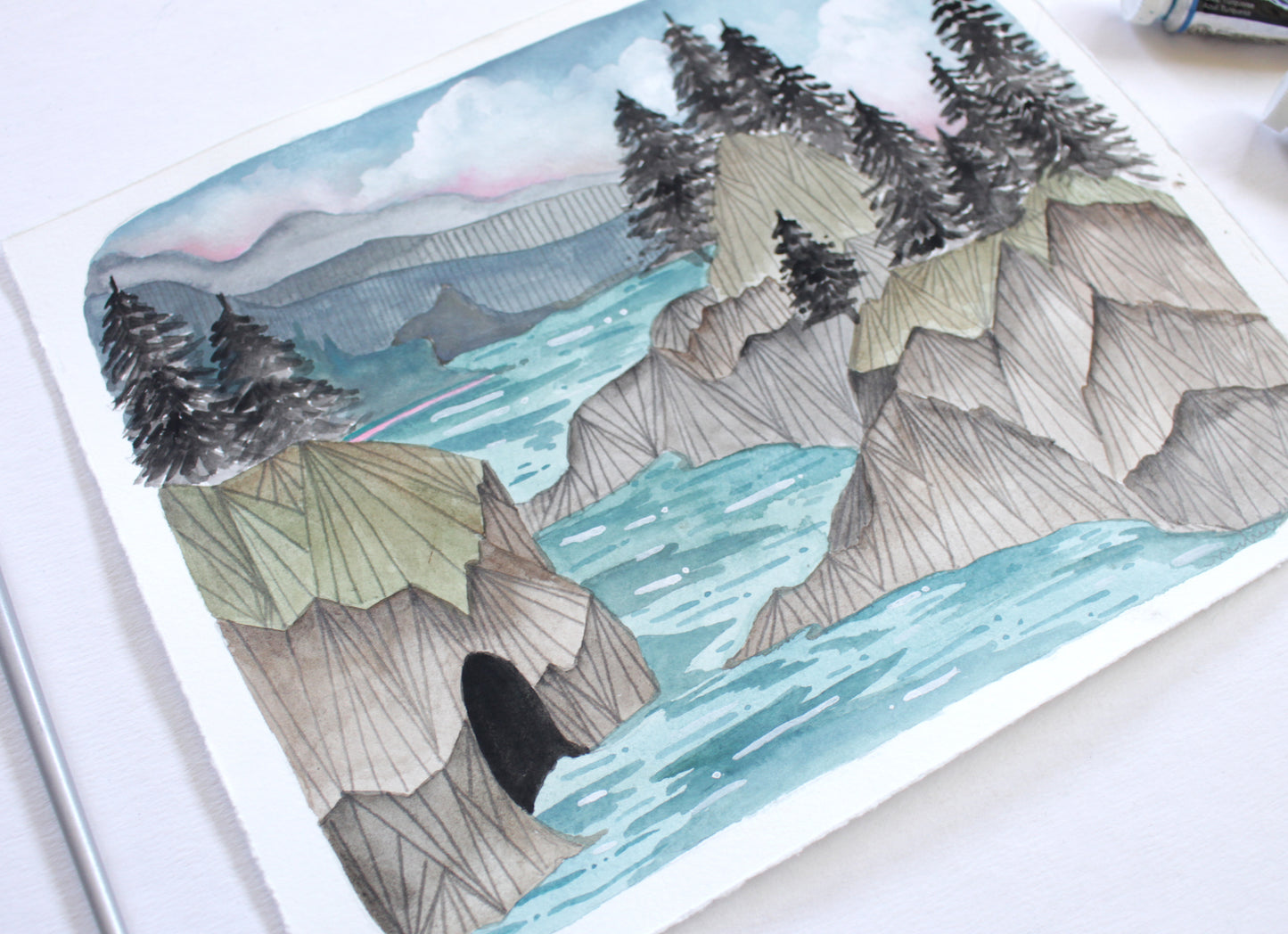 Original Gouache Painting Boardman State Park Oregon Coast