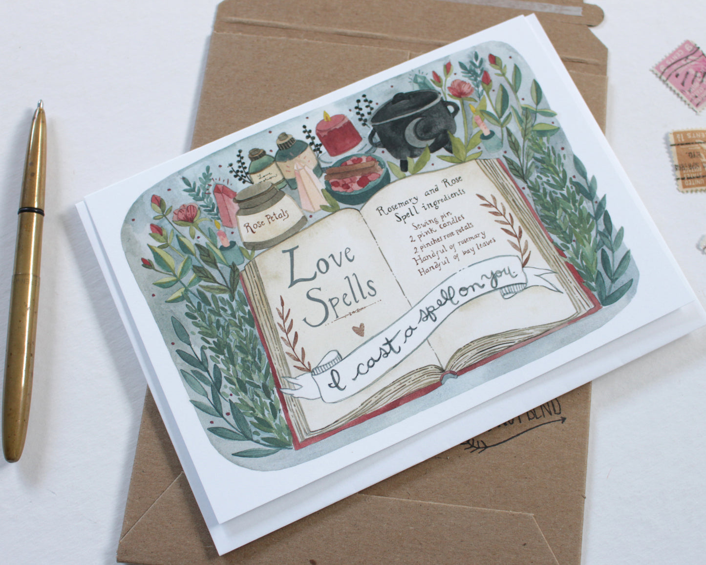 Hand Drawn Illustrated Blank Valentine's Day Card - Put a Spell on You