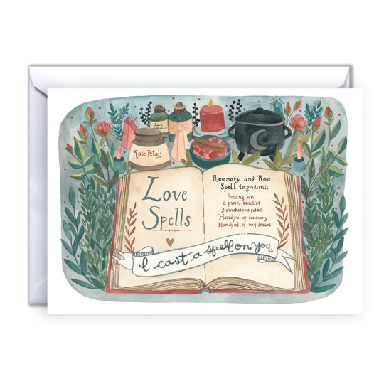 Hand Drawn Illustrated Blank Valentine's Day Card - Put a Spell on You