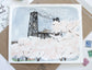 Portland Oregon Painting Steel Bridge with Cherry Blossoms