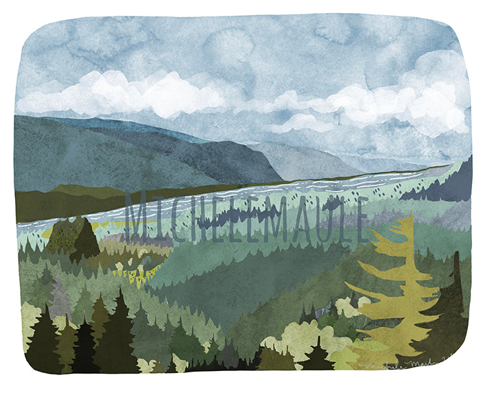 Columbia River Gorge 8x10 Illustration Art Print
