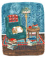 Illustration Art Print of a Cozy Library Dog 8x10"