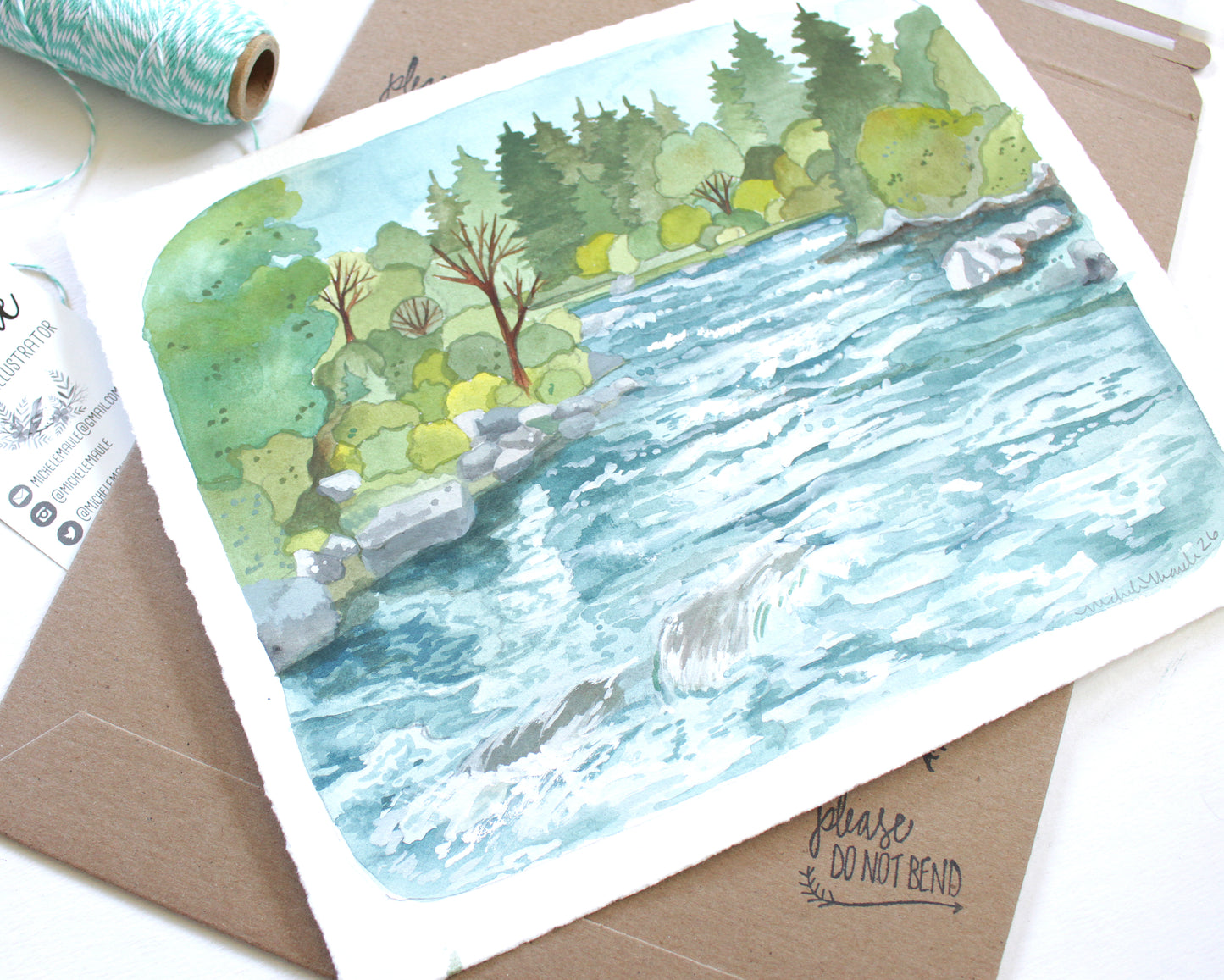 Original Hand Drawn Painting of the Deschutes River in Bend Oregon