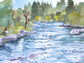 Original Hand Drawn Painting of the Deschutes River in Bend Oregon