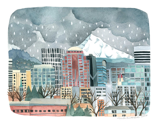 Art Print of Original Painting of Downtown Portland, Oregon