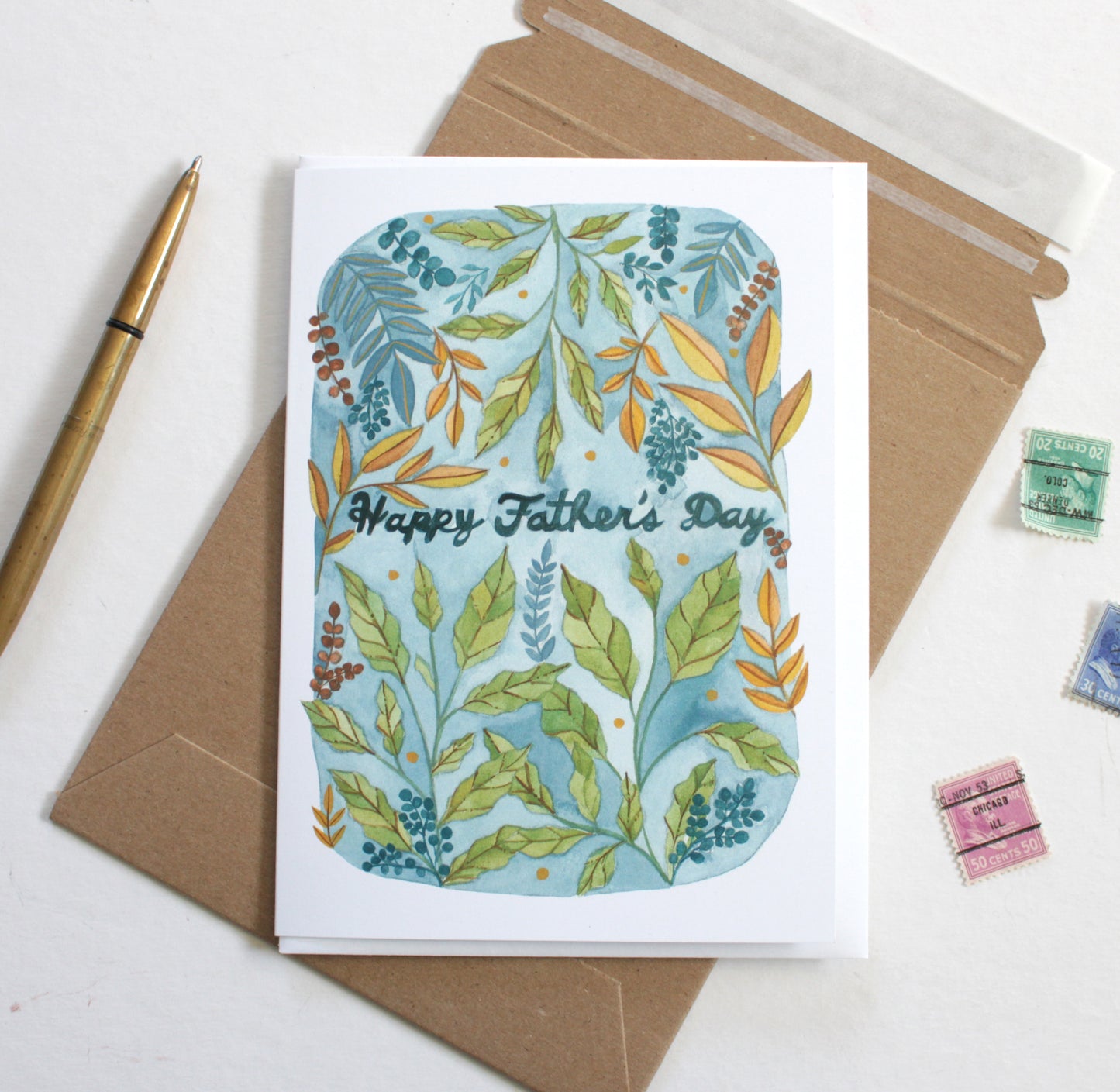 Illustrated by Hand Floral Father's Day Card