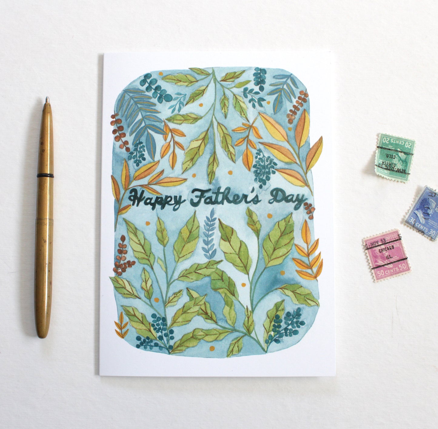 Illustrated by Hand Floral Father's Day Card