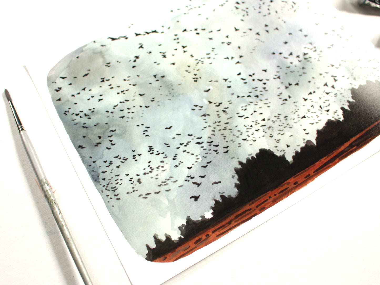 Landscape Illustration Print - Sauvie Island Geese 8x10