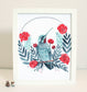 Illustrated Hummingbird Art Print 8x10"