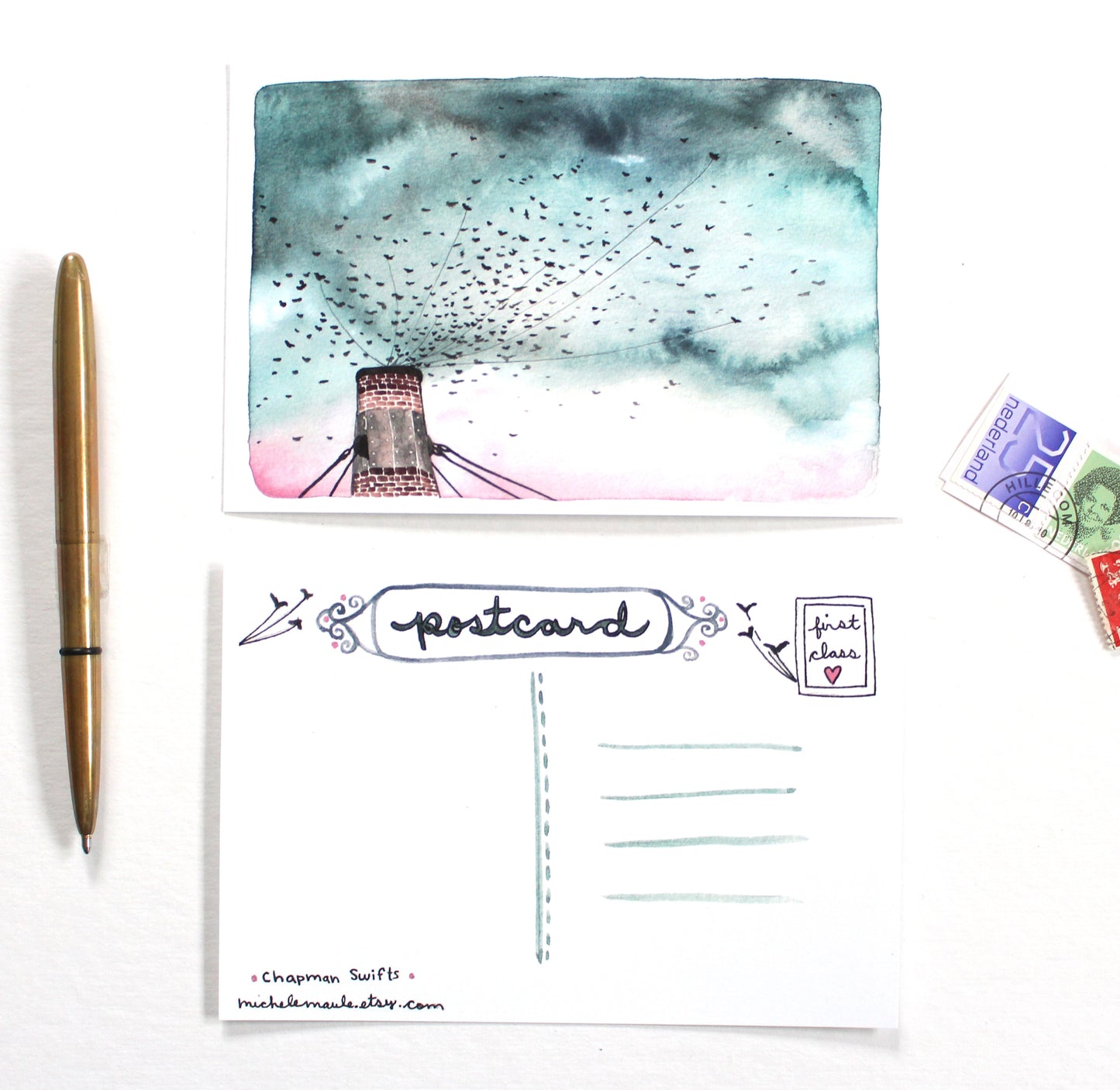 Chapman Elementary School Swifts Illustrated Postcards