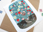 Mouse Reading a Book Under a Strawberry Patch 8x10 Print