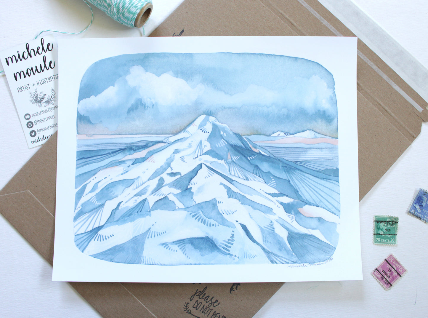 Illustration Art 8x10 Print of Oregon's Mt Hood - Mountain's Out!