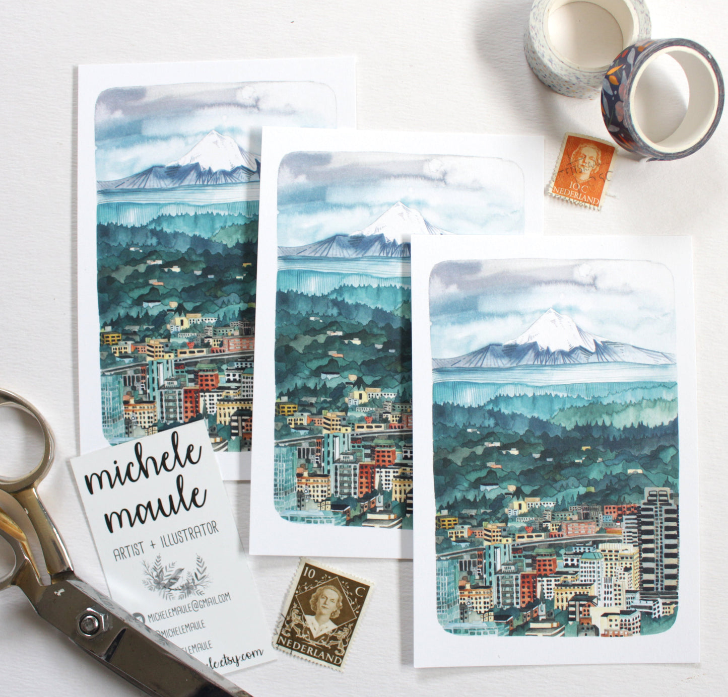 Postcard - Mt Hood Looking Over Portland