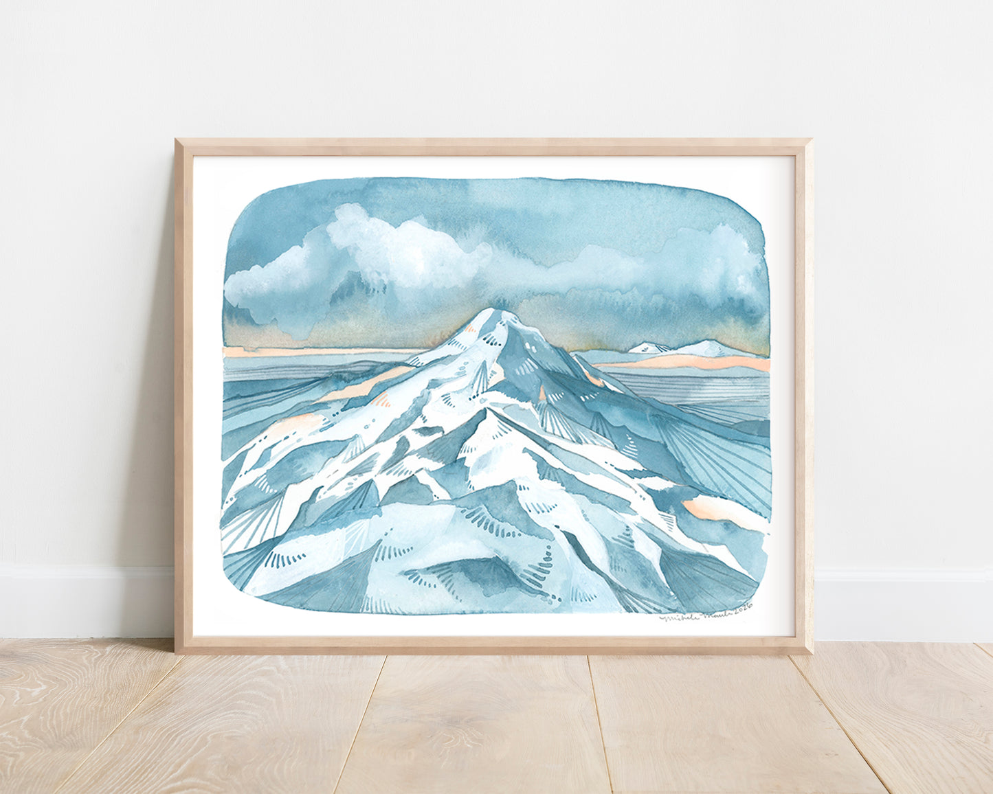 Illustration Art 8x10 Print of Oregon's Mt Hood - Mountain's Out!