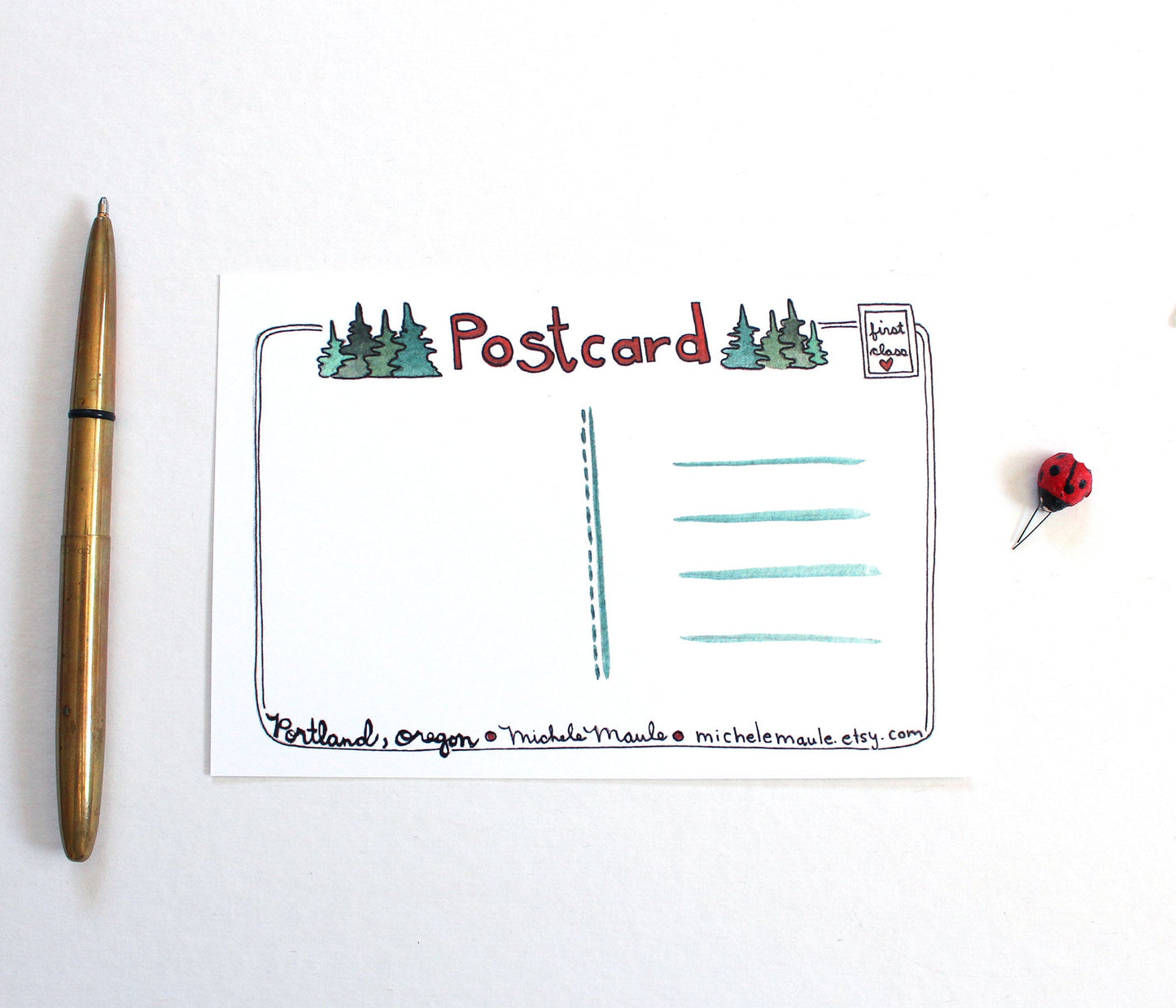 Old Town Portland Oregon Illustrated Postcard