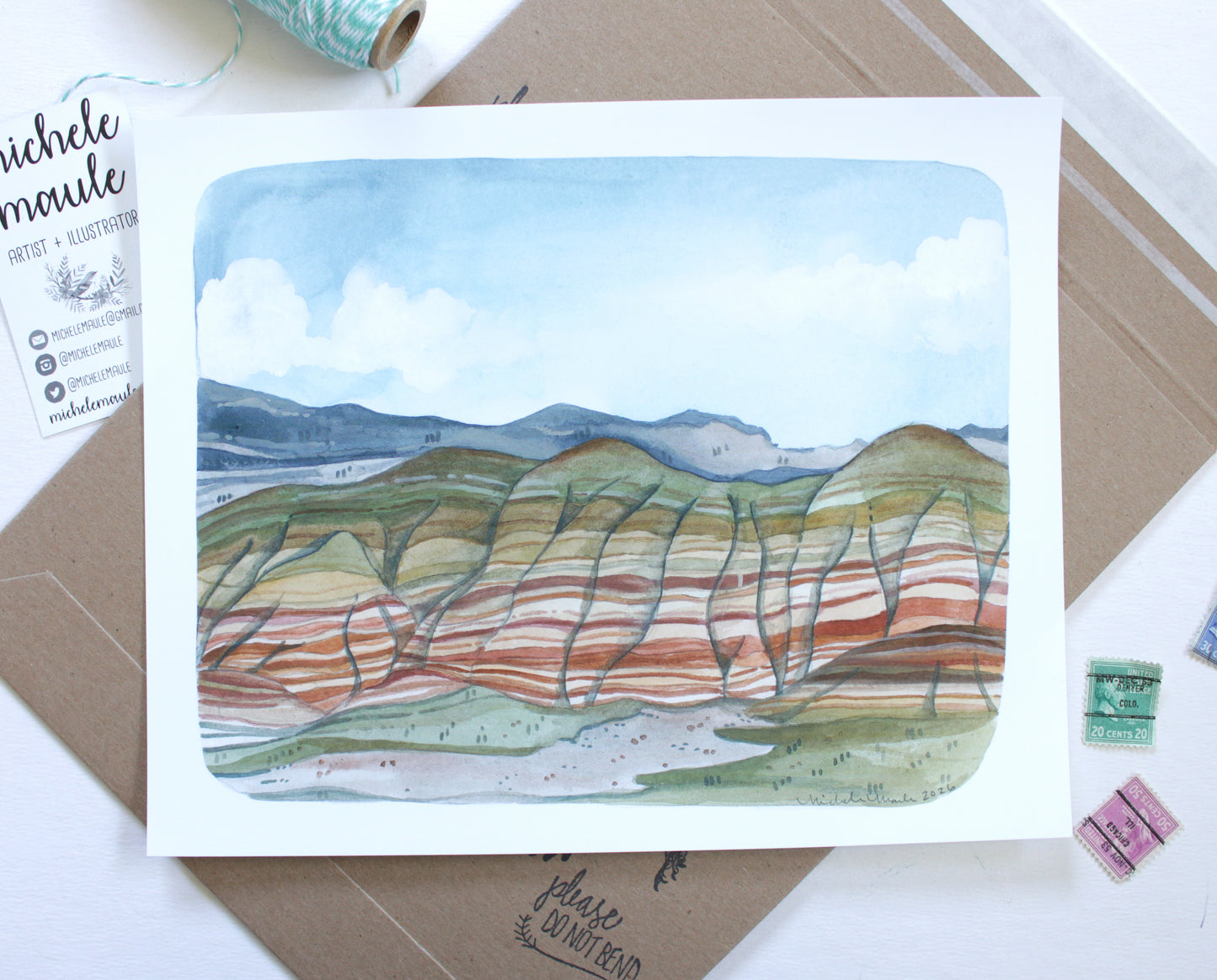 Painted Hills Reproduction Art Print of Original Gouache Painting