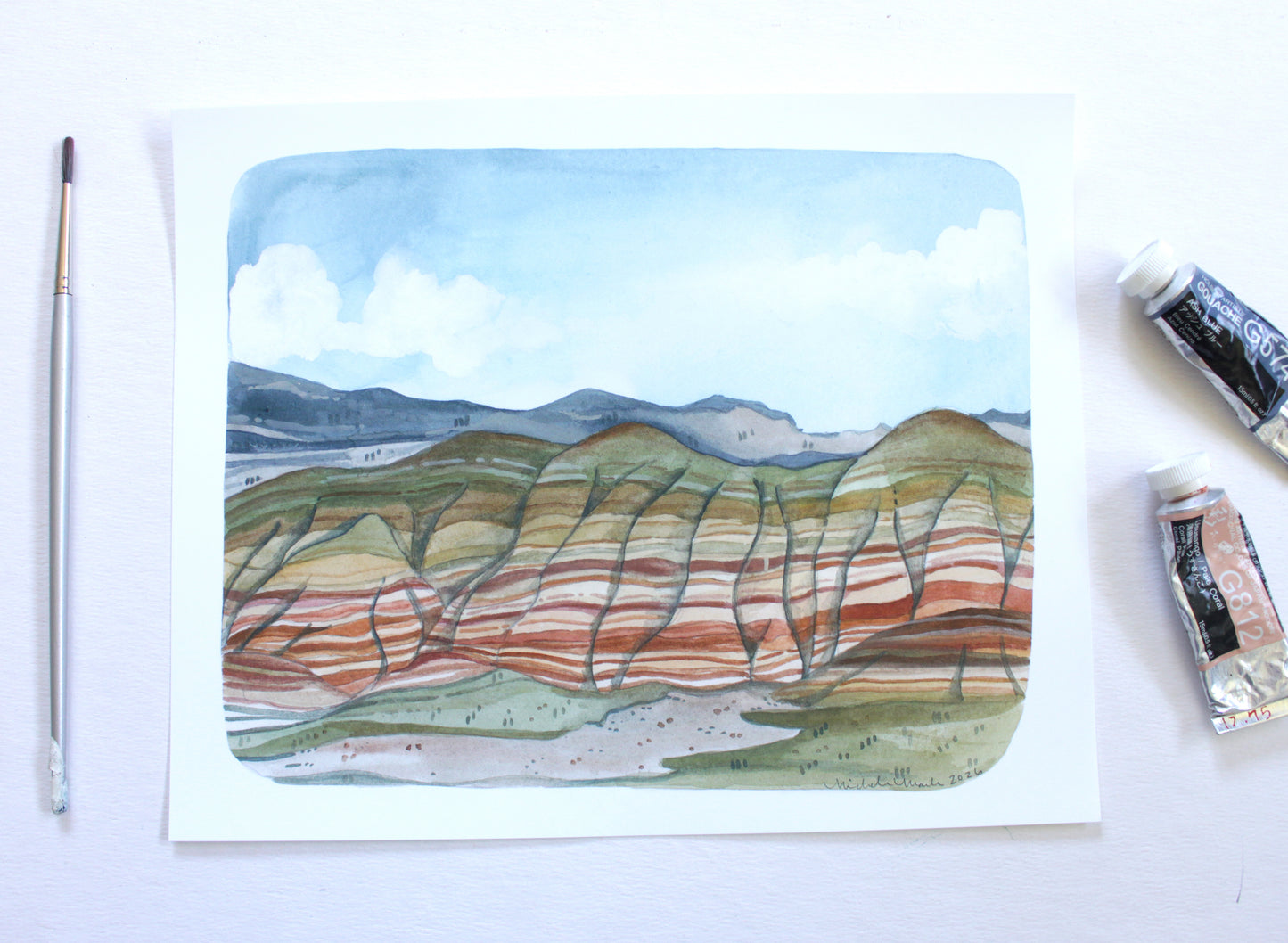 Painted Hills Reproduction Art Print of Original Gouache Painting