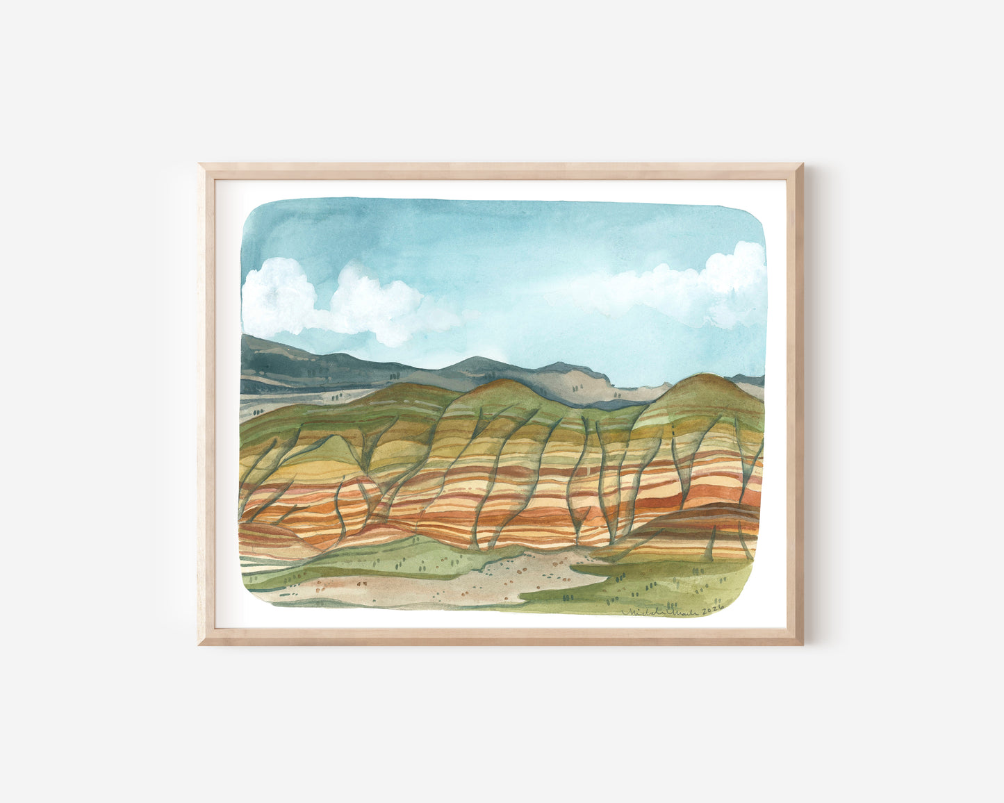 Painted Hills Oregon Hand Drawn Art Print